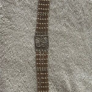 Chic Brown Beaded Bracelet with Silver Detail